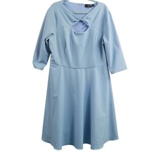 Lotus Threads Dress Fit and Flare Twist Detail Blue Size 20W
